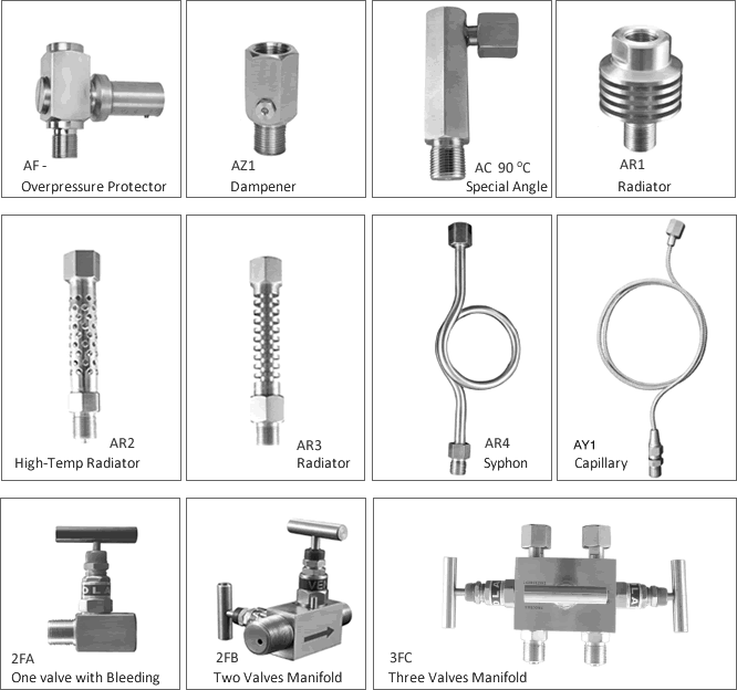 چند نمونه المان خنک‌کننده برای ترانسمیترها و گیج‌های فشار